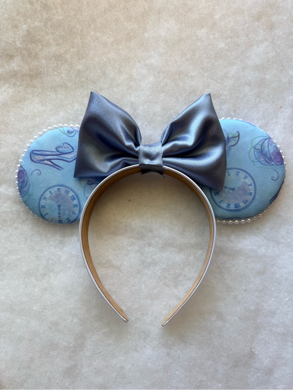 Disney Cinderella glass slipper Minnie Ears Headband with blue bow